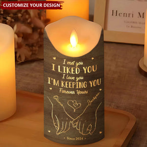 Love Is A Flame That Never Goes Out - Couple Personalized LED Candle