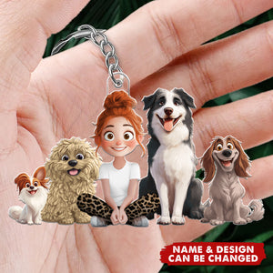 A Girl & Her Dogs - Personalized Keychain - Gifts For Dog Lovers