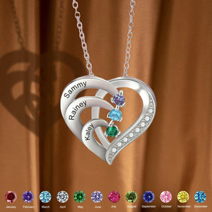 Intertwined Heart Pendant Simulated Birthstone Personalized Necklace