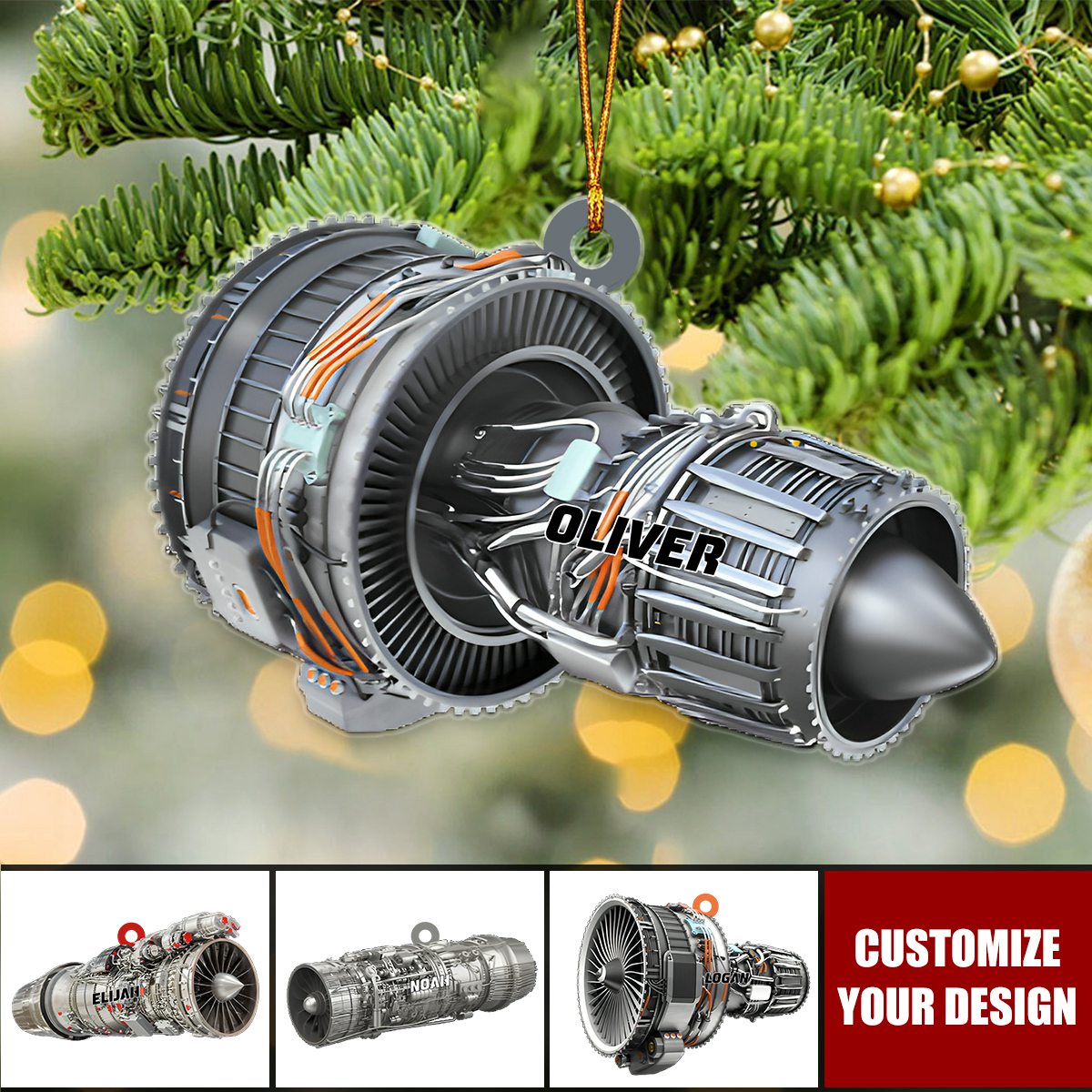 Turbofan Aircraft Engine - Personalized Acrylic Ornament, Christmas Tree Decor