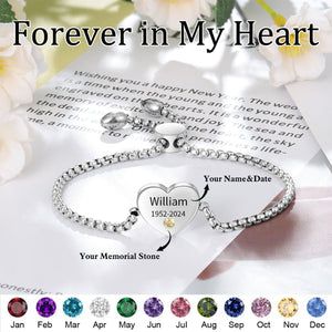 Memorial Custom with Name Date Birthstone Personalized Bracelet