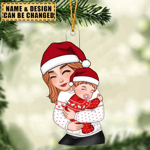 Christmas Cute Grandma Hugging Kid Gift For Granddaughter Grandson Personalized Ornament