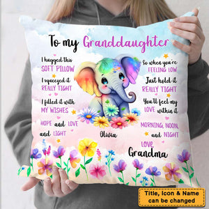 Personalized Gift For Daughter Granddaughter Elephant Pillow