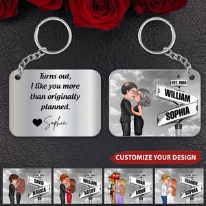 Drive Safe Couple Kissing Vintage Crossroads Street Sign Personalized Stainless Steel Keychain