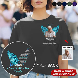 Custom Photo Your Life Was A Blessing, Your Memory A Treasure - Memorial Personalized Custom Back And Front Printed Unisex T-Shirt