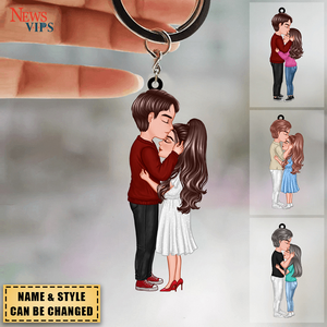 Hugging Each Other, Kissing Couples - Personalized  Keychain