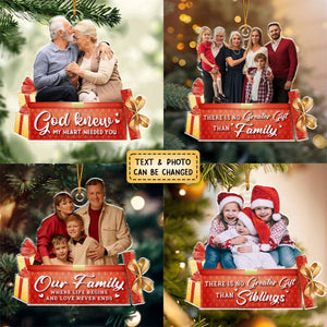 Family Custom Photo The Christmas Spirit Lives Here - Family Personalized Acrylic Ornament