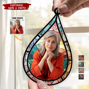 Memorial Family Gift Teardrop - Personalized Window Hanging Suncatcher Photo Ornament