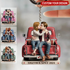 Cartoon Couple On Truck Personalized Acrylic Keychain