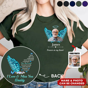 Custom Photo Your Life Was A Blessing, Your Memory A Treasure - Memorial Personalized Custom Back And Front Printed Unisex T-Shirt