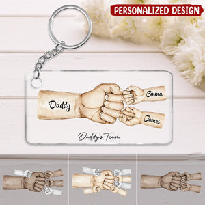 Daddy's Team Fist Bump Personalized Acrylic Keychain