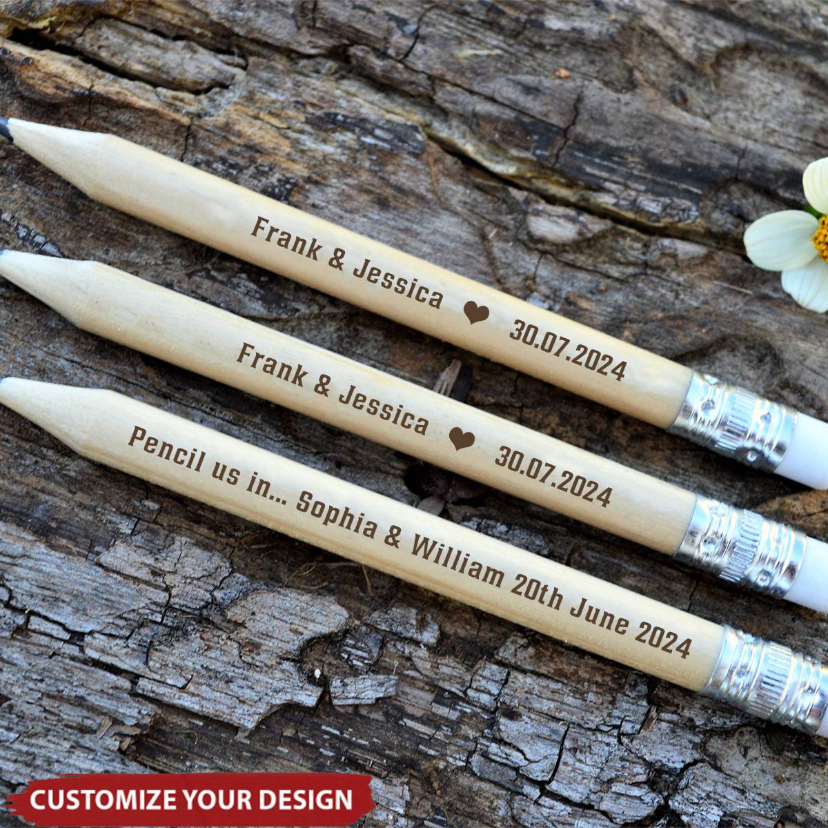 Personalized Pencils - Customized Set Of Pencils For Wedding Stationery