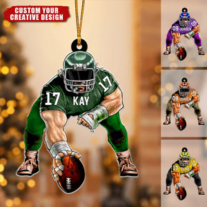 Football Fierce Player Personalized Christmas Ornament, Gifts For Football Player