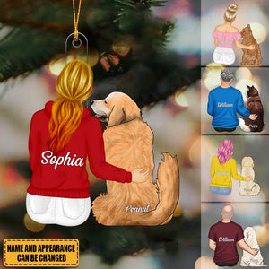 Hugging Pet - Christmas Gift For Dog Lovers - Personalized Cutout Acrylic Ornament