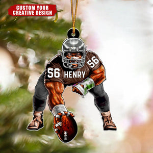 Football Fierce Player Personalized Christmas Ornament, Gifts For Football Player