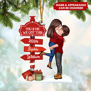 Christmas Couple Kissing Sign Personalized Acrylic Ornament